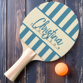 Midden-eeuwse Polo Candy Strepen Diep Aqua Naam Tafeltennisbatje