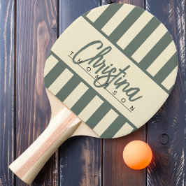 Midden-eeuwse Polo Candy Strepen Warm Grijs Naam Tafeltennisbatje