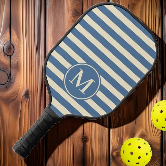 Midden-eeuwse polo gestreepte capri blauw monogram pickleball paddle