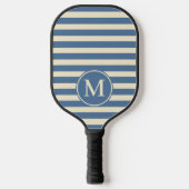Midden-eeuwse polo gestreepte capri blauw monogram pickleball paddle (Voorkant)