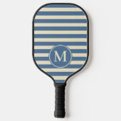 Midden-eeuwse polo gestreepte capri blauw monogram pickleball paddle (Achterkant)