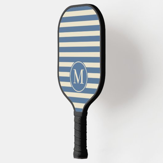 Midden-eeuwse polo gestreepte capri blauw monogram pickleball paddle (Links)