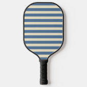 Midden-eeuwse polo gestreepte capri blauw pickleball paddle (Voorkant)