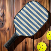 Midden-eeuwse polo gestreepte capri blauw pickleball paddle