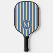 Midden-eeuwse Polo Streep Capri Blauw Monogram Pickleball Paddle (Achterkant)