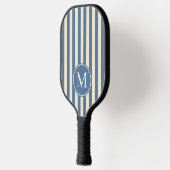 Midden-eeuwse Polo Streep Capri Blauw Monogram Pickleball Paddle (Links)