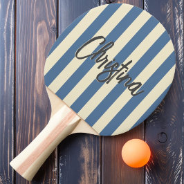 Midden-eeuwse Polo Streeppatroon Capri Blauwe Gesc Tafeltennisbatje