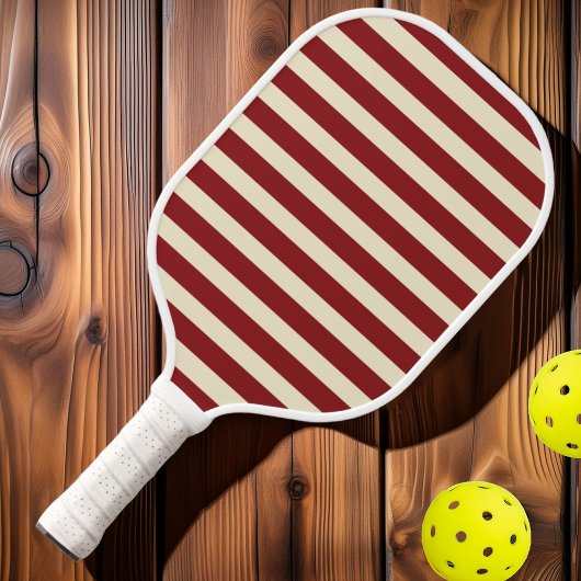 Midden-eeuwse polostreep dieprood cranberryrood pickleball paddle