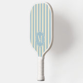 Midden-eeuwse polostreep lichte lucht monogram pickleball paddle (Links)