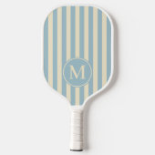 Midden-eeuwse polostreep lichte lucht monogram pickleball paddle (Achterkant)