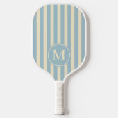 Midden-eeuwse polostreep lichte lucht monogram pickleball paddle (Voorkant)