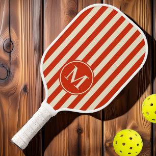 Midden-eeuwse polostrepen Blood Orange Monogram Pickleball Paddle