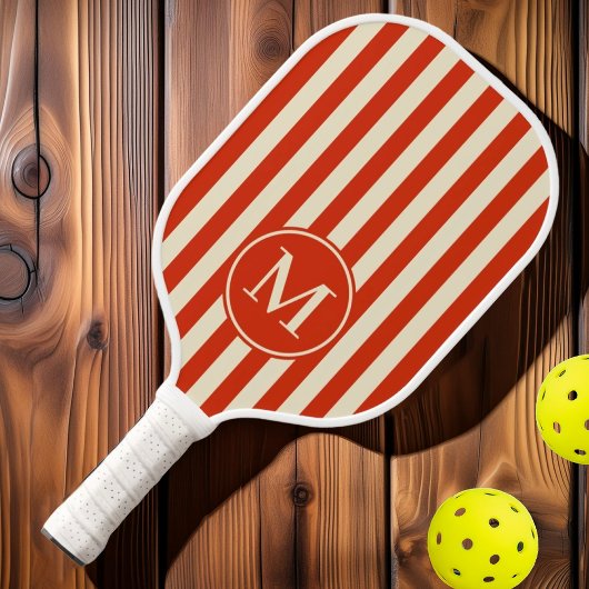 Midden-eeuwse polostrepen Blood Orange Monogram Pickleball Paddle