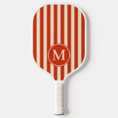 Midden-eeuwse polostrepen Blood Orange Monogram Pickleball Paddle (Voorkant)