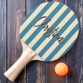 Midden-eeuwse polostrepen diep aqua geschilderde n tafeltennisbatje