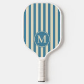 Midden-eeuwse polostrepen diep aqua monogram pickleball paddle (Achterkant)