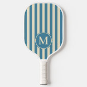 Midden-eeuwse polostrepen diep aqua monogram pickleball paddle (Voorkant)