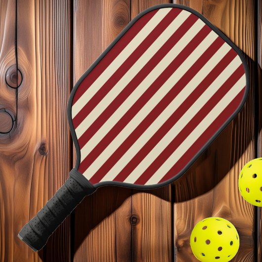 Midden-eeuwse polostrepen diepe cranberry pickleball paddle