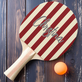 Midden-eeuwse polostrepen in dieprode cranberryver tafeltennisbatje