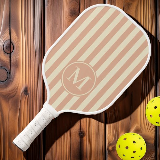 Midden-eeuwse polostrepen Zoete Perzik Monogram Pickleball Paddle
