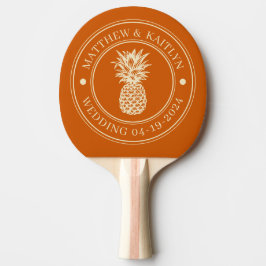 Midden-eeuwse Pompoen Ananas Trouw Crest & Naam Tafeltennisbatje