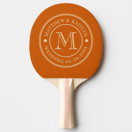 Midden-eeuwse pompoen huwelijksmonogram tafeltennisbatje