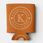 Midden-eeuwse Pompoen Trouw Monogram Hart Blikjeskoeler (Achterkant)