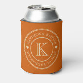 Midden-eeuwse Pompoen Trouw Monogram Hart Blikjeskoeler (Blikje Achterkant)