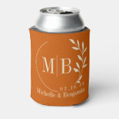 Midden-eeuwse pompoenblad-huwelijksmonogram blikjeskoeler (Blikje Achterkant)