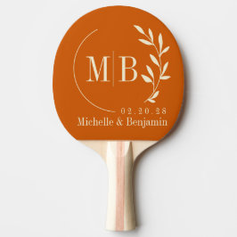 Midden-eeuwse pompoenblad-huwelijksmonogram tafeltennisbatje
