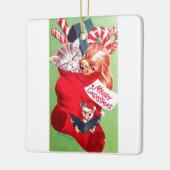 midden-eeuwse prachtige Baby Puppy Kitten Keramisch Ornament (Links)