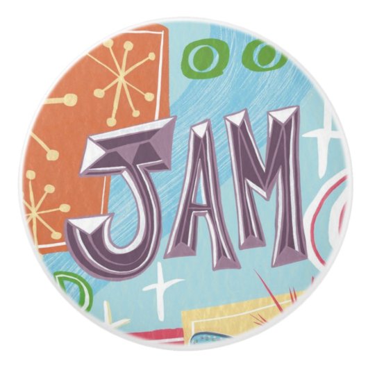 Midden-eeuwse Retro Jam Keramische Knop (Voorkant)