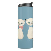 Midden eeuwse retro katten paar thermosbeker (Gedraaid links)