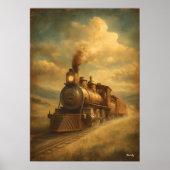 Midden-eeuwse Retro Passage — Stoomlocomotief Poster (Voorkant)