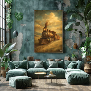 Midden-eeuwse Retro Passage — Stoomlocomotief Poster