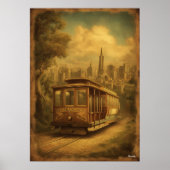 Midden-eeuwse Retro San Francisco Kabeltram Vintag Poster (Voorkant)