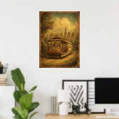 Midden-eeuwse Retro San Francisco Kabeltram Vintag Poster (Thuiskantoor)