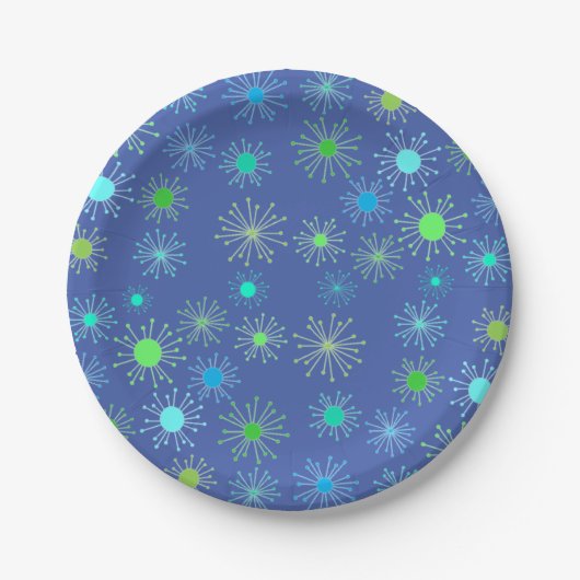 Midden-eeuwse Retro Starburst Papieren Bordje (Voorkant)