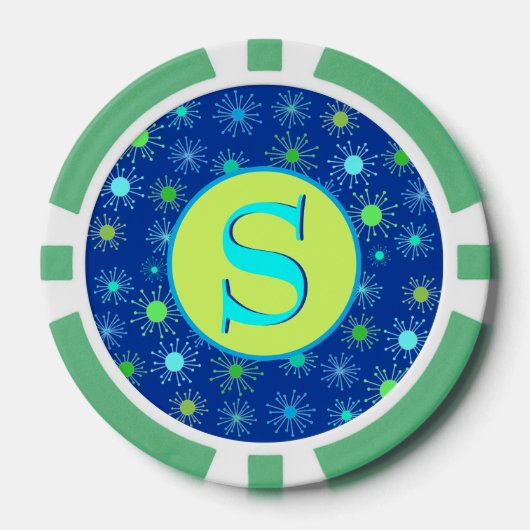 Midden-eeuwse Retro Starburst Pokerchips (Voorkant)