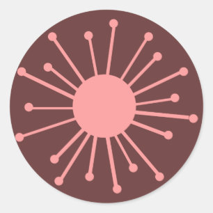 Midden-eeuwse Retro Starburst Ronde Sticker