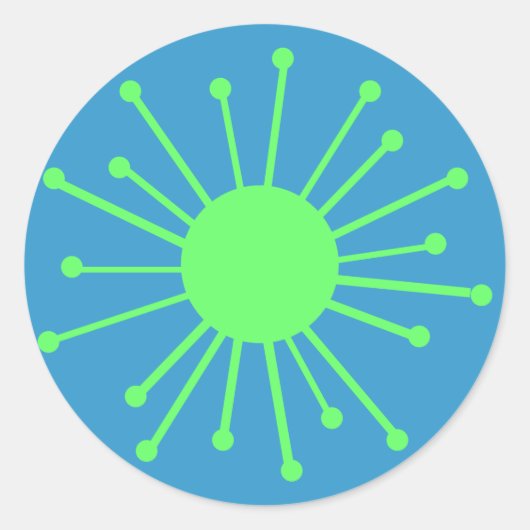 Midden-eeuwse Retro Starburst Ronde Sticker (Voorkant)