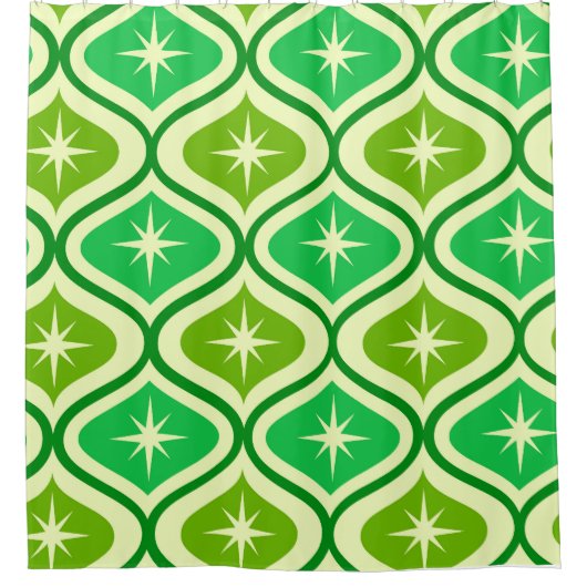 Midden-eeuwse retro-sterrenbeelden op groen ogeenp douchegordijn (Voorkant)