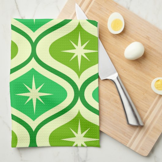 Midden-eeuwse retro-sterrenbeelden op groen ogeenp theedoek (Quarter Fold)