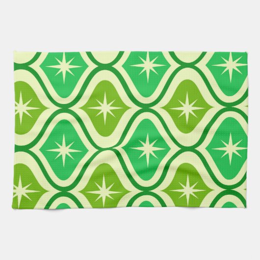 Midden-eeuwse retro-sterrenbeelden op groen ogeenp theedoek (Horizontaal)