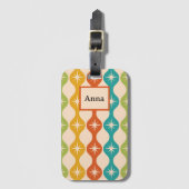 Midden eeuwse retro stervlagen op ogee monogram bagagelabel (Voorkant (verticaal))