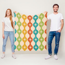 Midden eeuwse retro stervormen op kleurrijke Ogee Fleece Deken