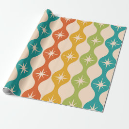 Midden eeuwse retro stervormen op ogee patroon     cadeaupapier