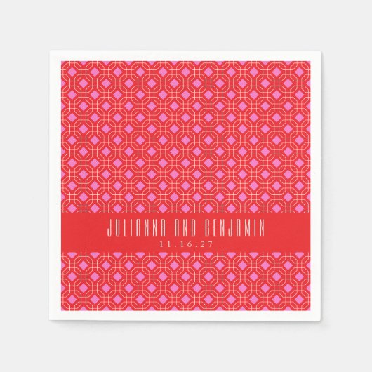 Midden-eeuwse rode roze Geometrische aangepaste br Servet (Voorkant)