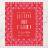 Midden-eeuwse rode roze Geometrische aangepaste br Wijn Etiket (Enkel label)