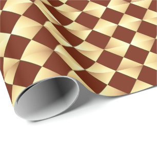Midden-eeuwse satijnen diamanten - goud & chocolad cadeaupapier